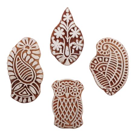 Set of 4 Piece New Mix Wooden Printing Block